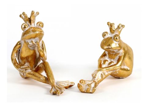 Skulptur Frosch 2er Set goldfarben
